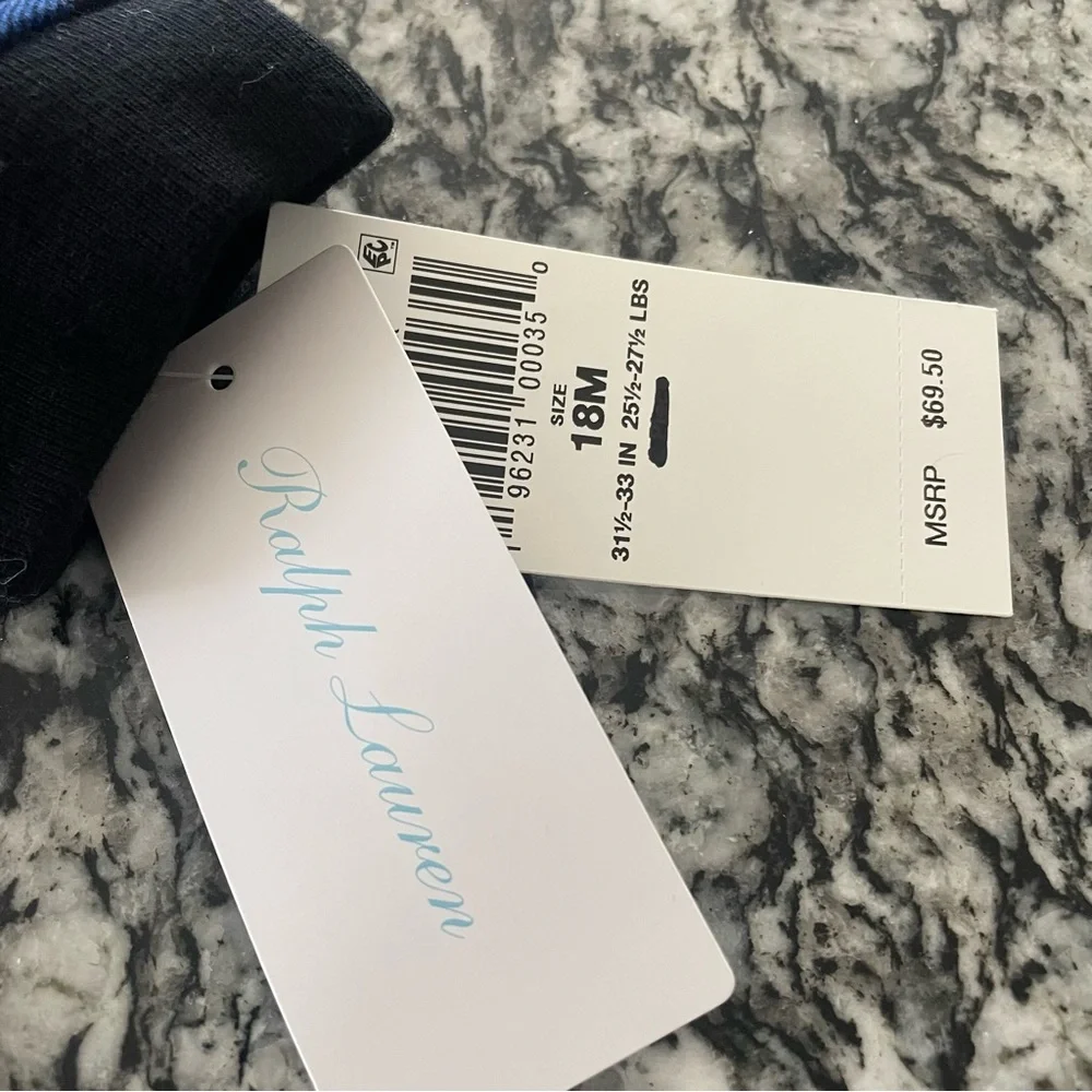 New Ralph Lauren Classic Blue Check Interlock Two Piece Baby Boys Set